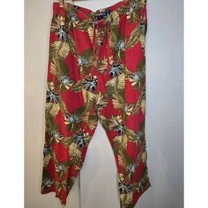 TOMMY BAHAMA MEN'S FLANNEL PAJAMA BOTTOMS SZ L RED TROPICAL PRINT COTTON